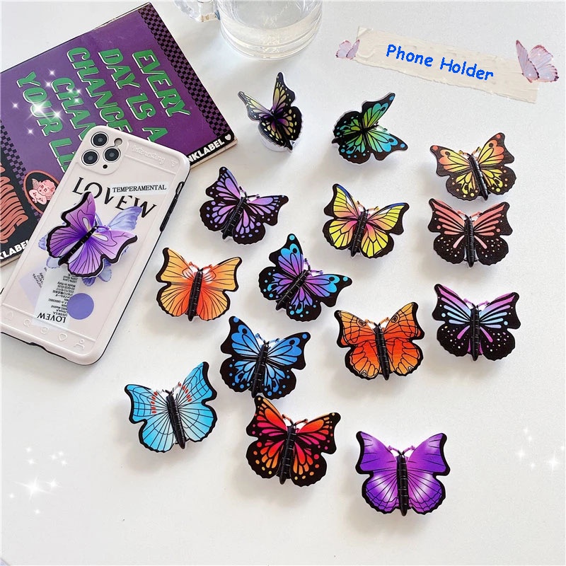 Stand Holder Braket Portabel Model Butterfly Lipat Dapat Disesuaikan Untuk iPad Android Smartphone