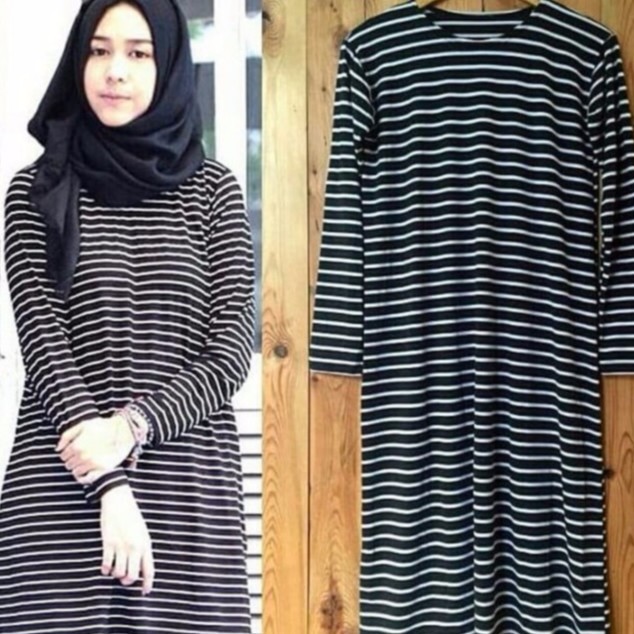 FFAQILASTEVALOSI TUNIK OVERSIZE JUMBO - Bahan spandex motif salur