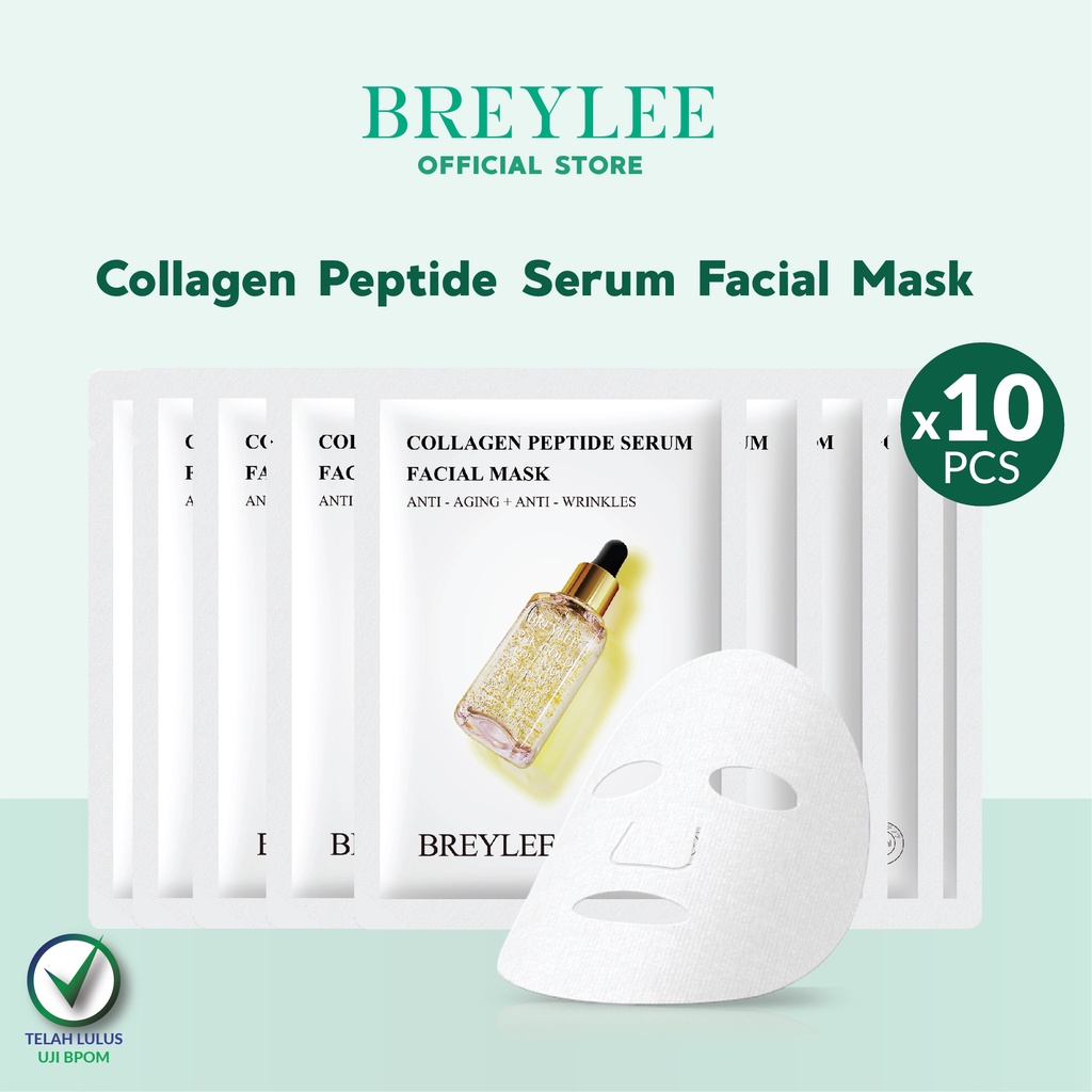 MASKER PEMUTIH WAJAH BREYLEE Sheet Mask Collagen Peptide Soothing Acne Treatment 10pcs