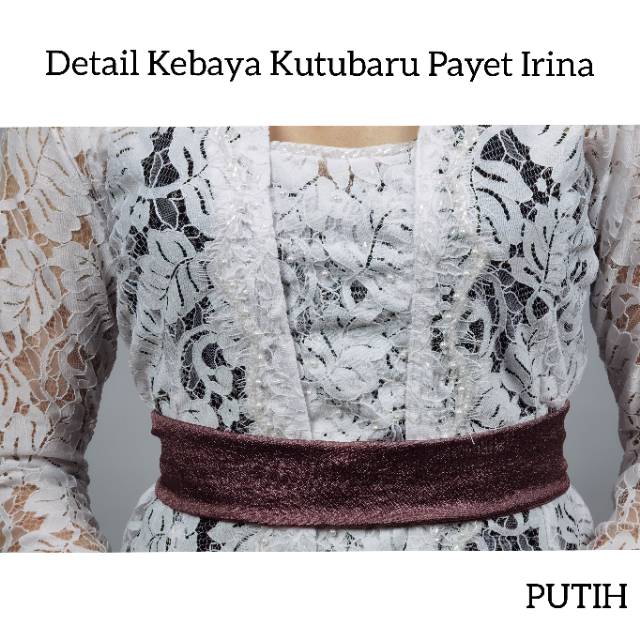 Atasan Kebaya Kutubaru Brokat Semifrance Payet Mutiara Lengan Panjang Irina