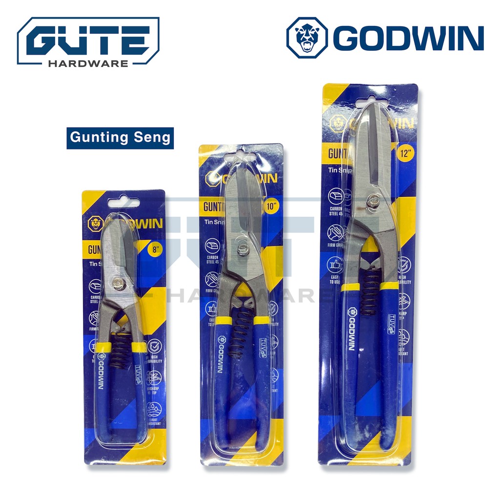 Gunting Seng / Baja Ringan “GODWIN” Carbon Steel  45 Asli! (Multifungsi)