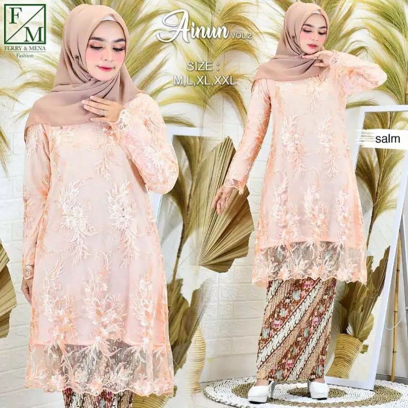 SETELAN KEBAYA AINUN/TUNIK TULLE BORDR/KEBAYA MODERN