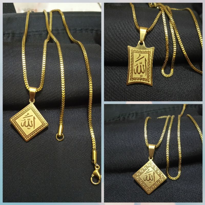 T-104.Kalung titanium lafadz ALLAH uk50cm (kalung titanium milano)