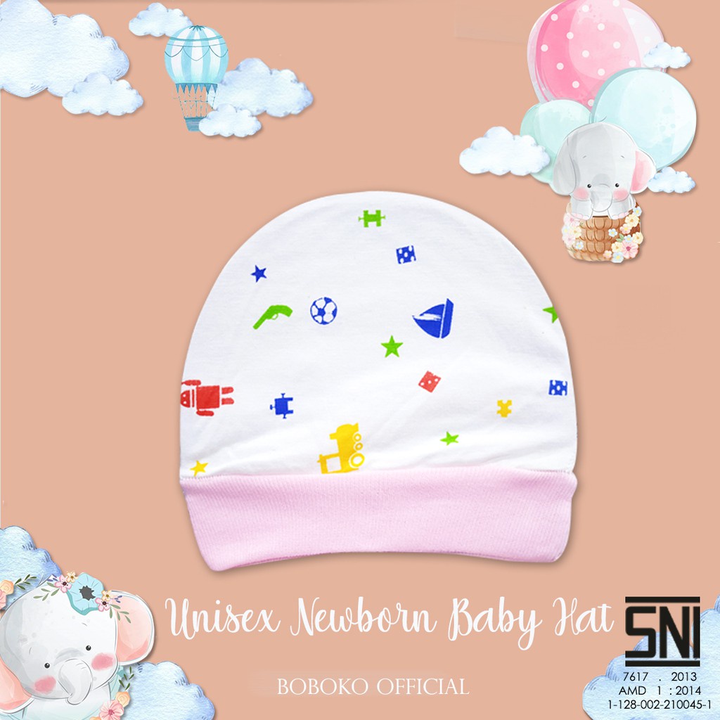 BOBOKO Topi Bayi Newborn Unisex 0-3 bulan