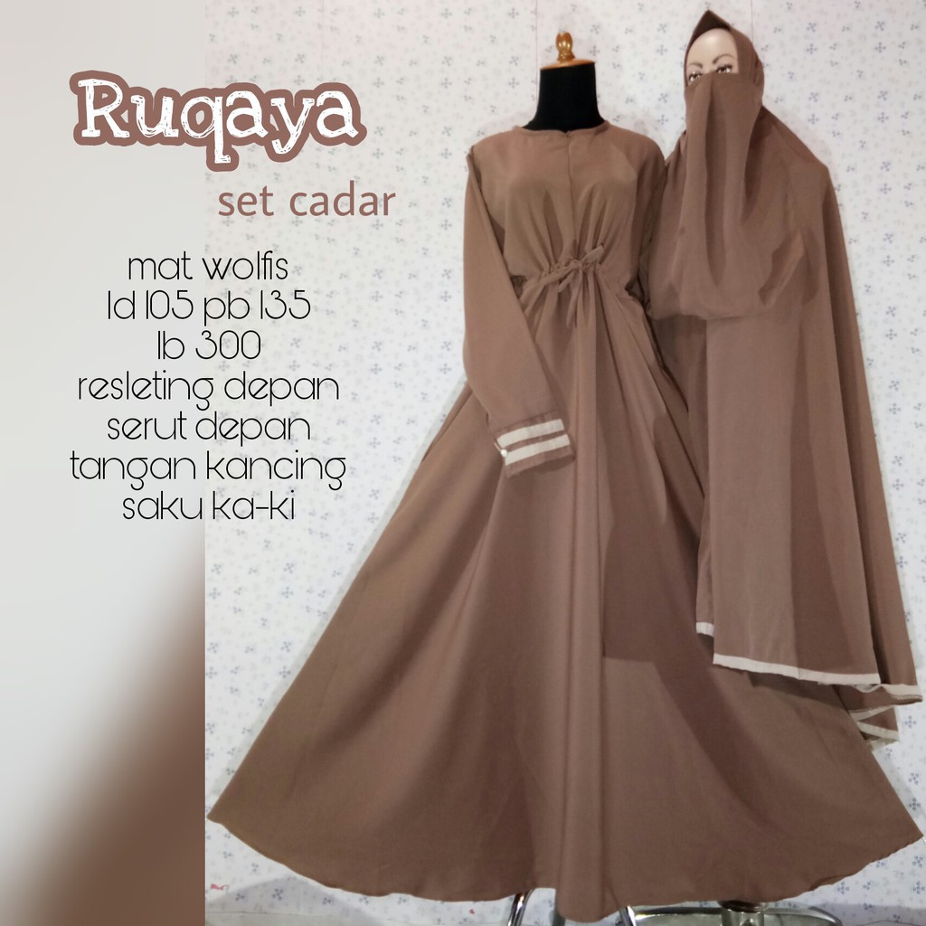 GAMIS  RUQAYA CADAR WOLFIS POLOS PREMIUM SYARI BUSUI size XL (ALL SIZE) RUQAYAH