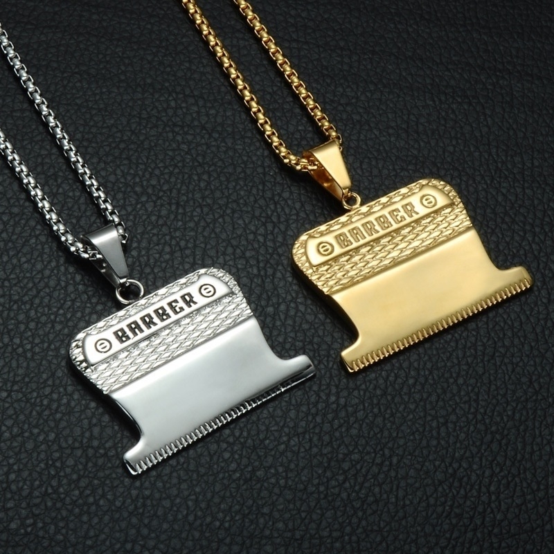 New men's fashion barber shop razor pendant necklace barber jewelry