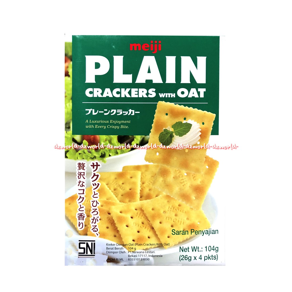 Meiji Plain Crackers With Oat Snack 104gr Milk Biskuit Meiji Snak Meijii Plant Cracker Kreker Cemilan Oats
