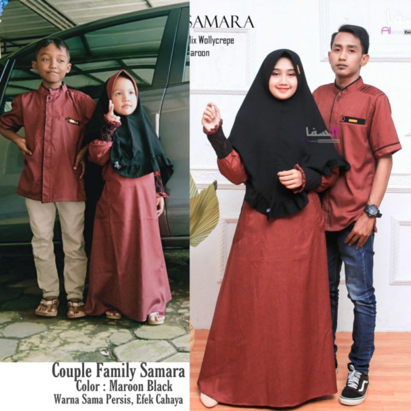 Couple Family Katun Madina Samara Maroon Black Series by Alsava