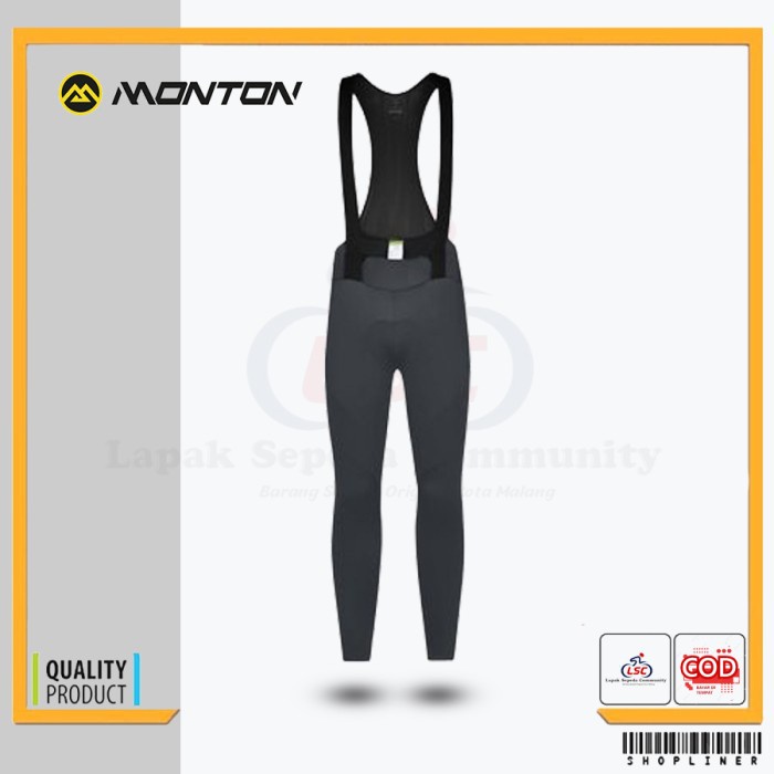 Celana Sepeda Bib Monton Topo Grey Panjang Cycling Sleeve Roadbike Ori - S