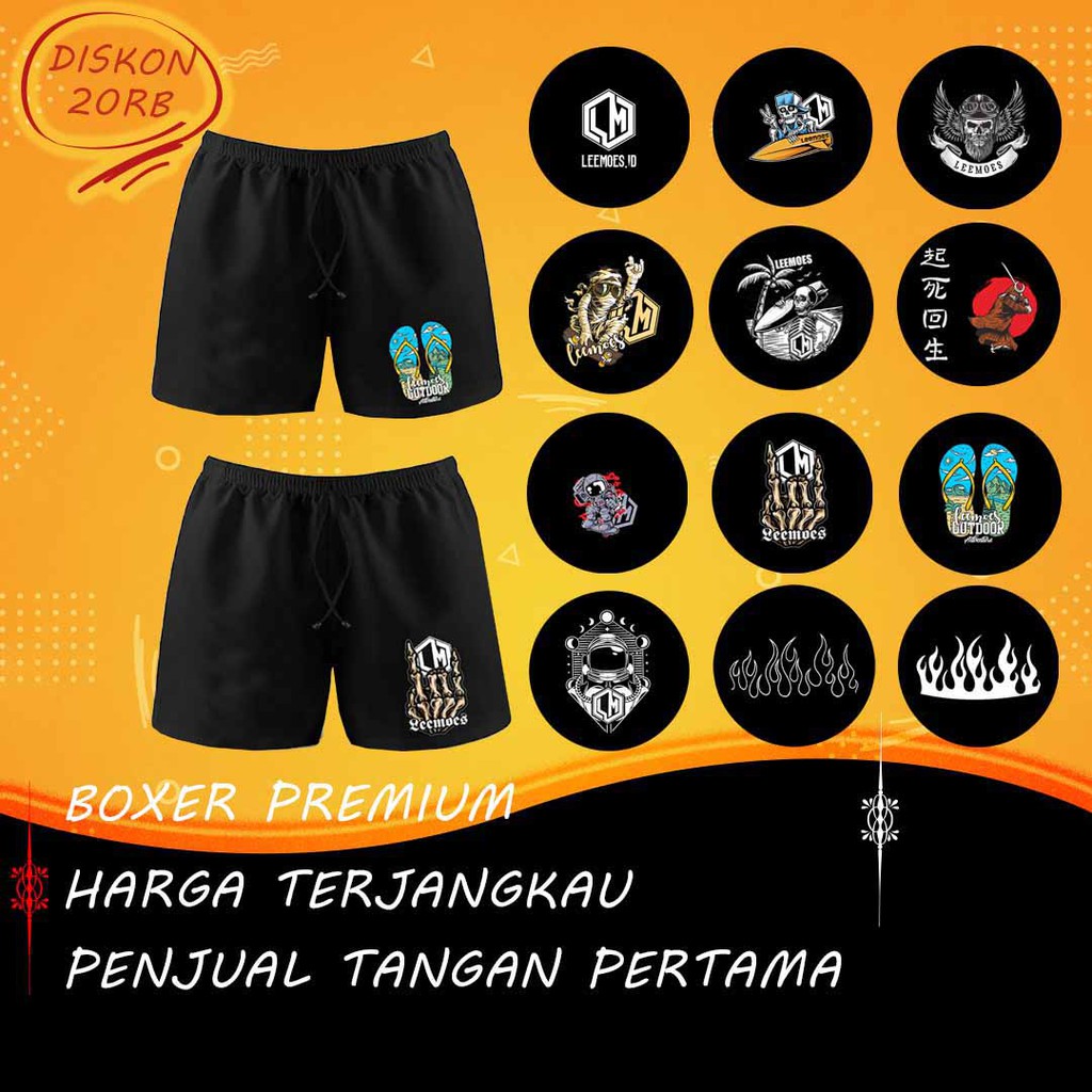 Boxer Pria Celana Pendek Boxer Pria Celana Bokser Cowok Celana Pendek Motif Api (1-12)