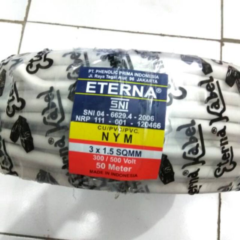kabel listrik eterna 3x1 5mm nym permeter