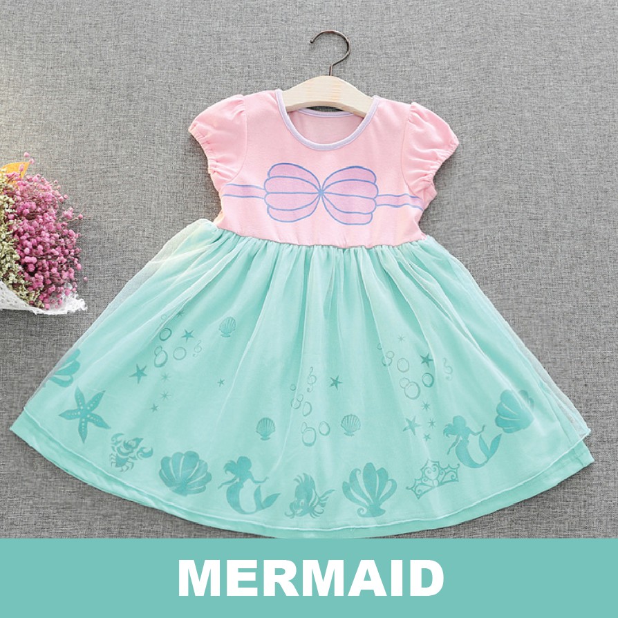 Baju Dress Princess Disney Anak Fotografi Snow white Cinderella Mermaid Belle Sophia Ariel