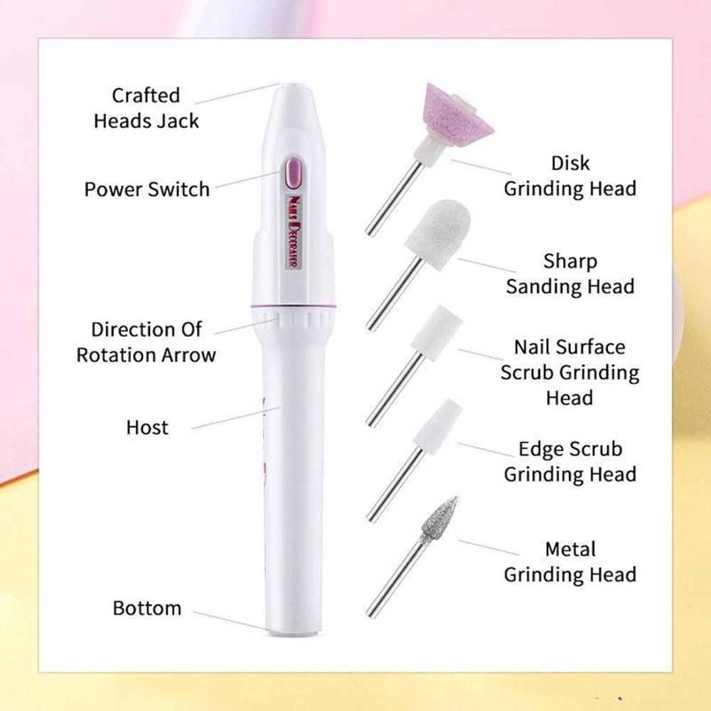 R-FLOWER Electric Nail Care Kit Grinder Tools Portable Brushes Kikir Kuku Elektrik