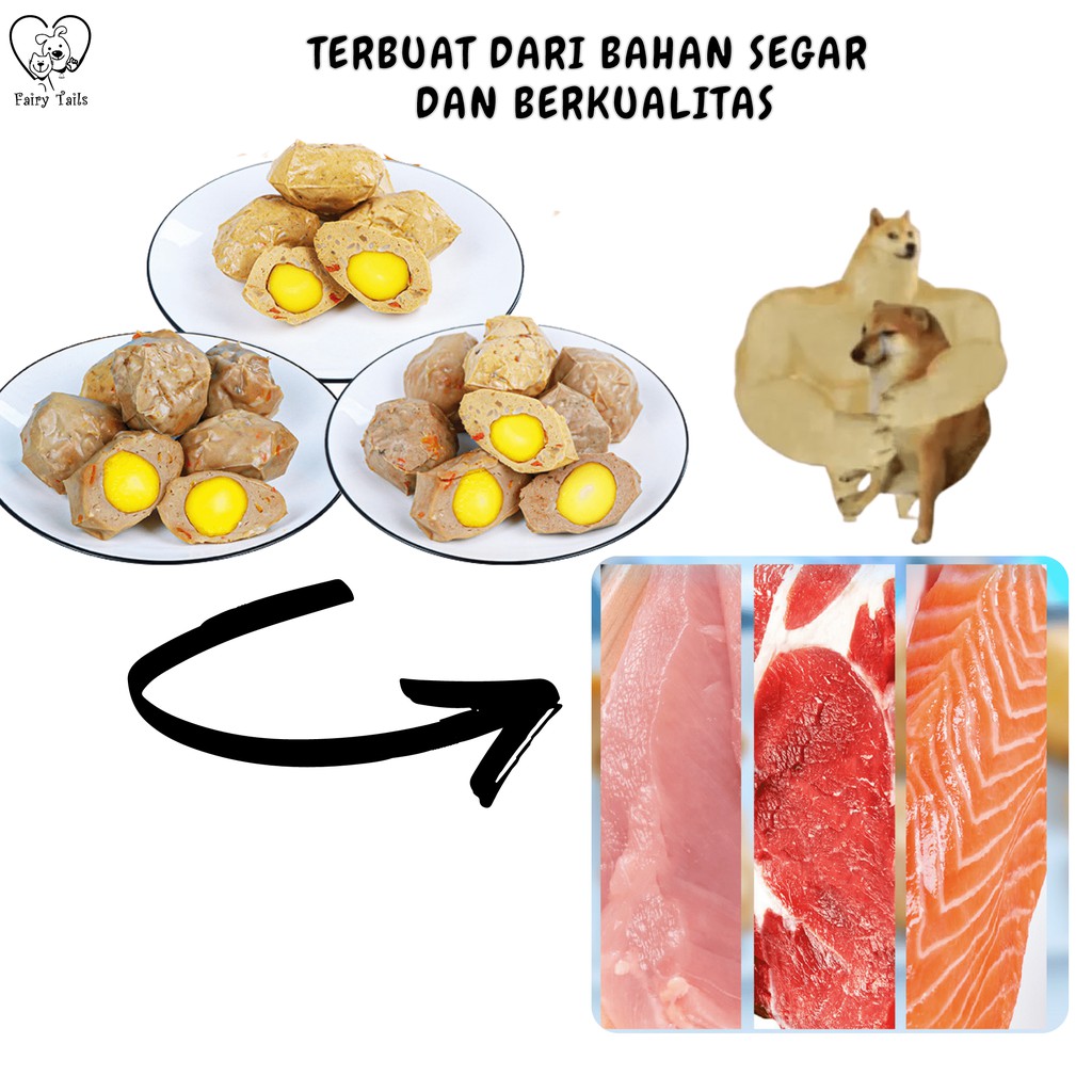 Snack Bakso Cemilan Makanan Anjing Doggy Dog  Meatball Snack Baso 40 gr Treat Chicken Beef Salmon | Snack Anjing Fresh Meat Baso Sejenis Alternative Prama Dog Food