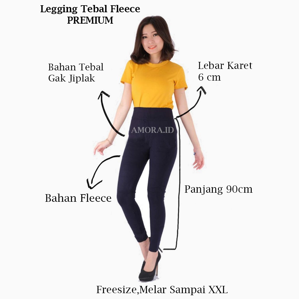 AMORA Celana Legging Tebal Fleece Premium Import Fit To Size S M L XL XXL