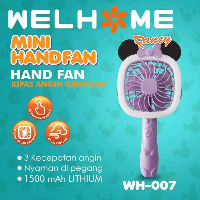 Kipas Angin Tangan Portable - Kipas Angin Genggam USB Portable Mini Fan LED- Warna Random