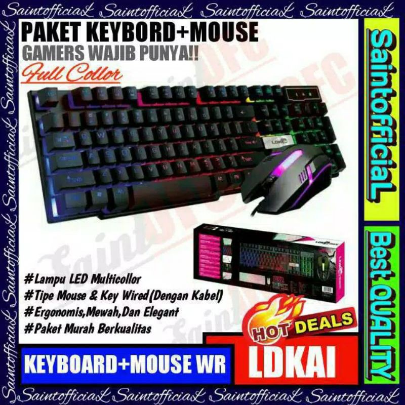 Jual Paket Keyboard Dan Mouse LED Keybord PC Komputer LDKAI 832 Gaming