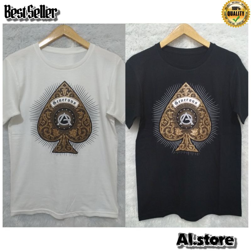 A62 Kaos Pria / Kaos Distro Kartu Remi Spade / Atasan Pria Cotton Combed 30s