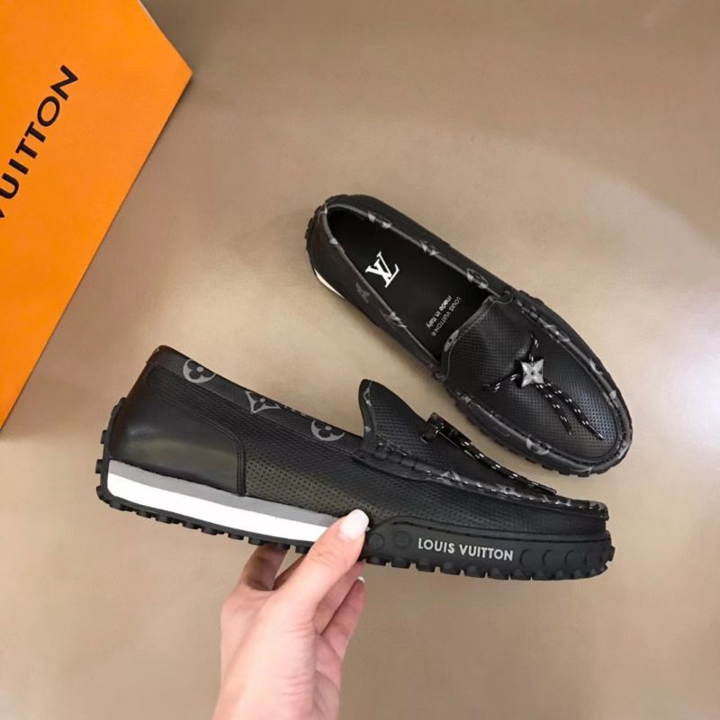 sepatu pria lv loafer cowok slip on shoes men slide kulit hitam P1SHOES