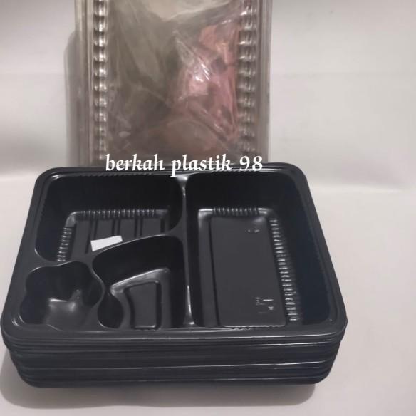 ❀ mika Bento 4 sekat kotak nasi mika tray kotak nasi warna merah ➸