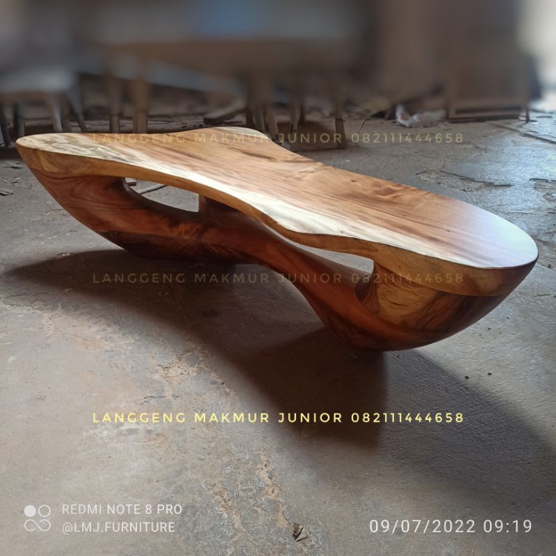 coffee table meja tamu setrika astistic abstract kayu trembesi