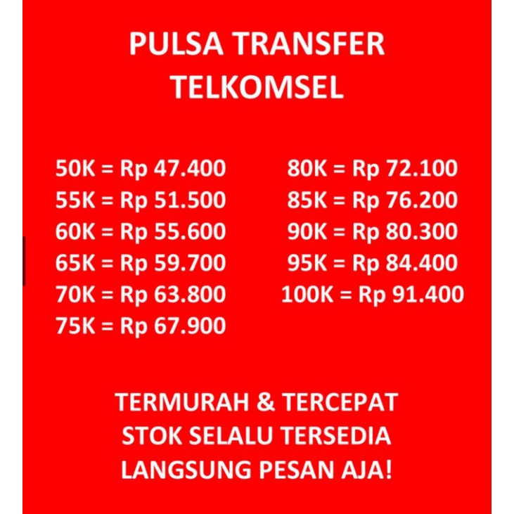 [PROMO TERMURAH] Pulsa telkomsel transfer pulsa transfer telkomsel simpati as loop 100000 50000 100r