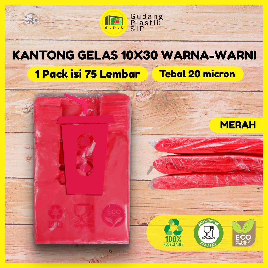 (10 Pack) Kantong Plastik Gelas 1 OZ- Warna Warni UK 10x30 HDPE