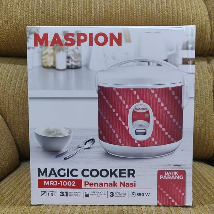 Rice Cooker / Magic Com Maspion MRJ-1002 Batik Merah 1 Liter