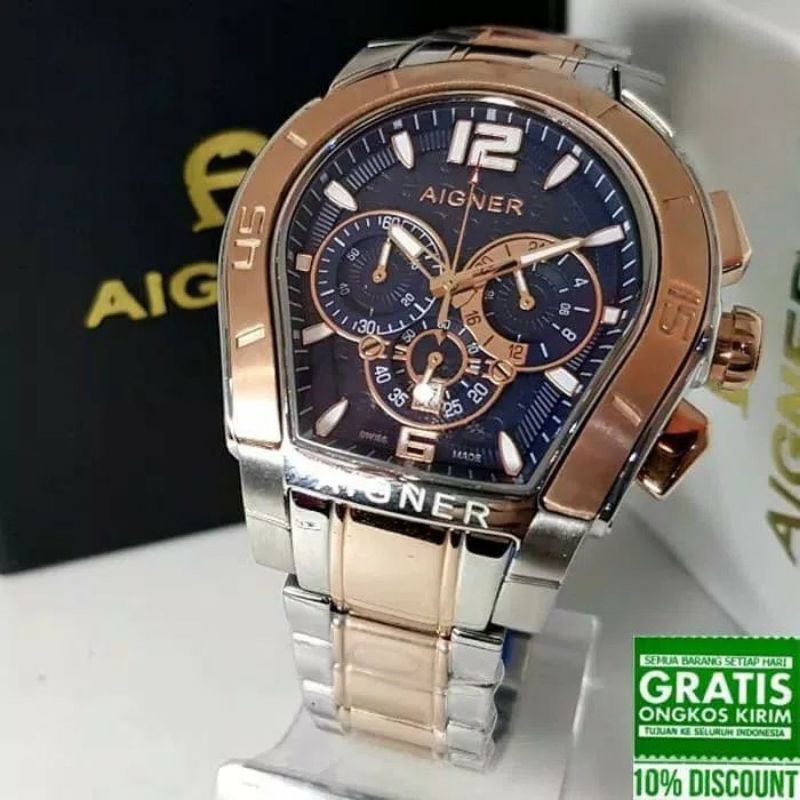 Jam Tangan Aigner Palermo Cronograp Super Premium Graden AAA - Aigner Palermo Kombinasi Plat Hitam