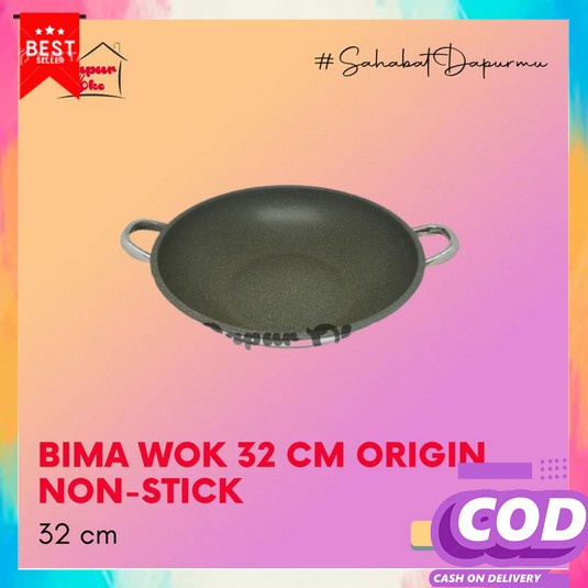 Best Terlaris Ghan7 Kuali Wajan Penggorengan Tiga Roda No 12 Kecil V72 Bima Wok 32 Cm Origin Non-S