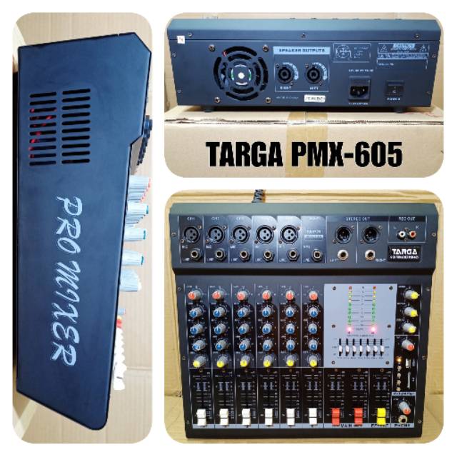 POWER MIXER 6 CHANNEL TARGA PMX 605 PRO SOUND EFFETS MIC