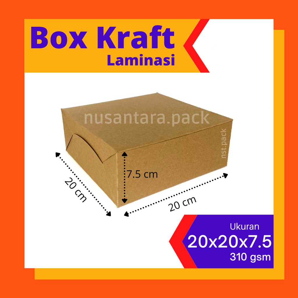 Jual Laminasi Box Kraft Kotak Nasi Snack Dos Roti Kue Cake Ukuran 20x20x75 Shopee Indonesia 4278