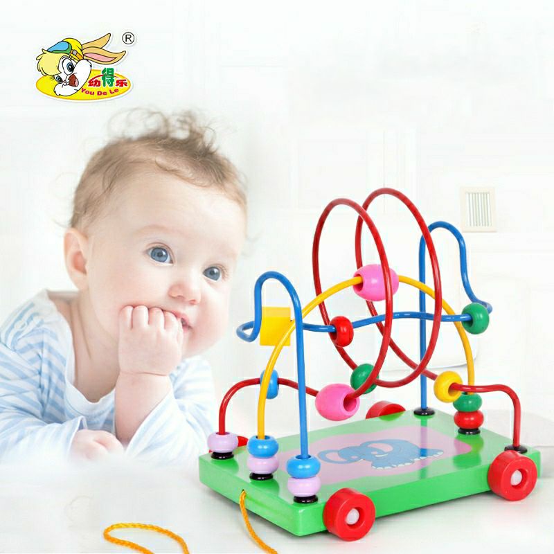 MAINAN EDUKASI KERETA KAWAT ALUR MENCARI JALAN / WOODEN TOYS TRAILER CIRCLES BEAD LABYRINTH