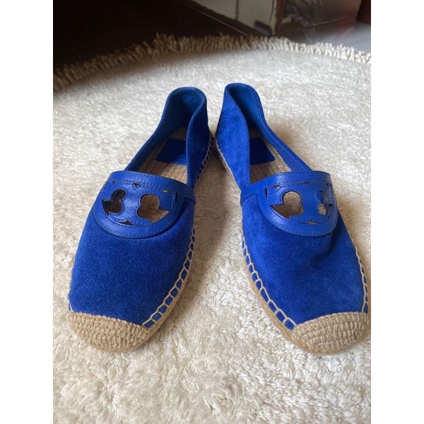 LIKE NEW SEPATU TORY BURCH ELECTRIC BLUE ESPADRILLES SHOES BRANDED AUTHENTIC ORIGINAL TB SANDAL SECO