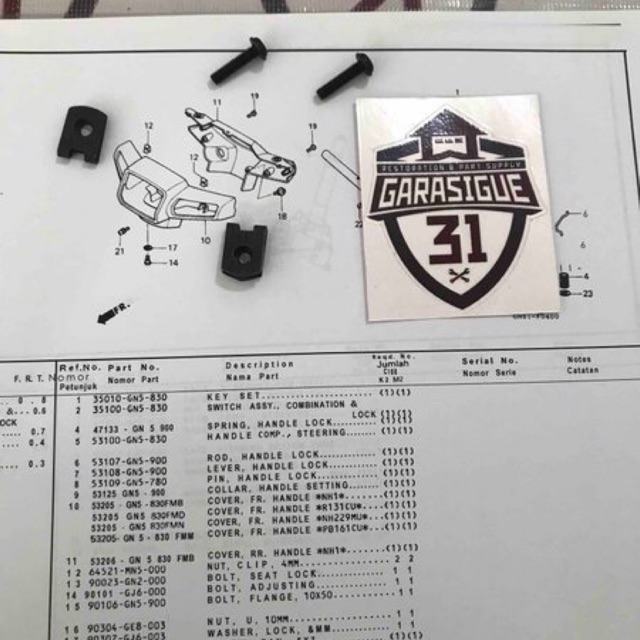 Baut batok kepala belakang honda astrea grand legenda asdap supra original