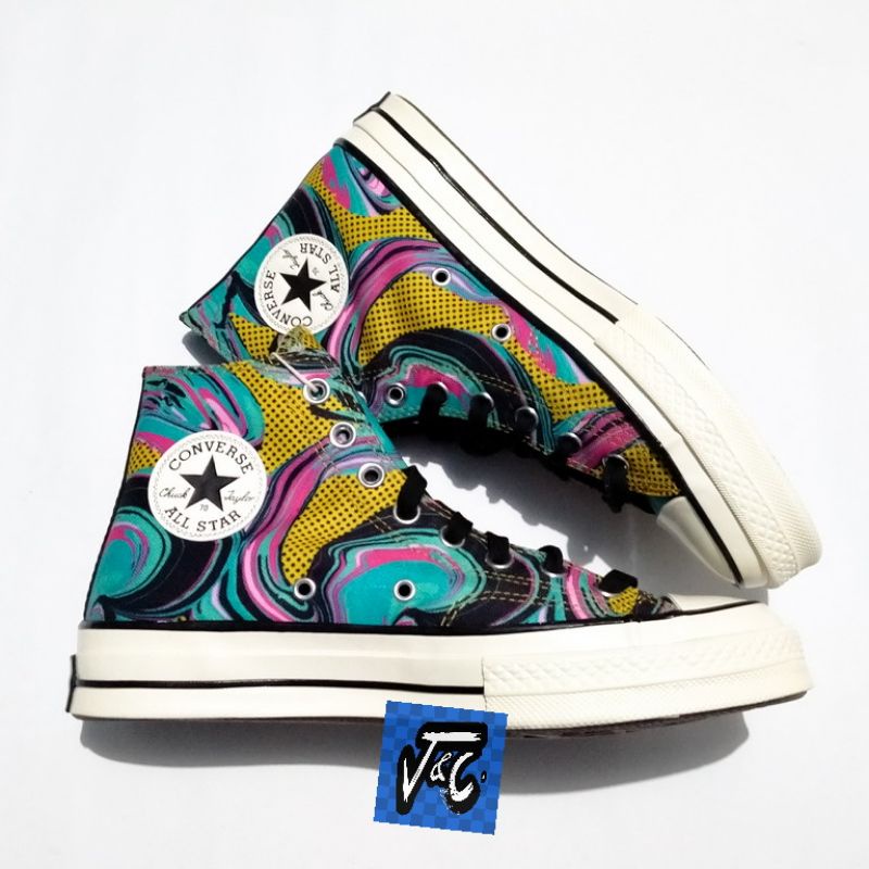 Converse Chuck 70 70s 90s Marbled Throwback Recycled Print Gold Teal