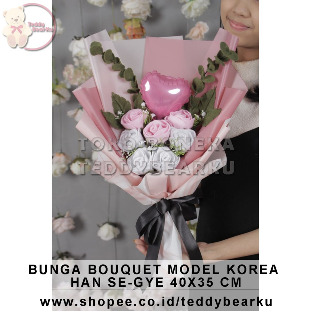 TERLARIS! BOUQUET BUKET BUNGA LOVE MODEL KOREA HAN SE-GYE KADO VALENTINE / ULTAH / WISUDA / PACAR