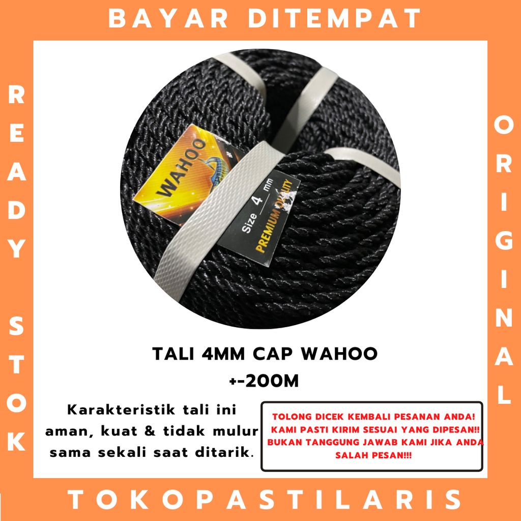 

ATH Tali Tambang Plastik PE 4mm MURAH +/- 200 MTR (1 Roll)