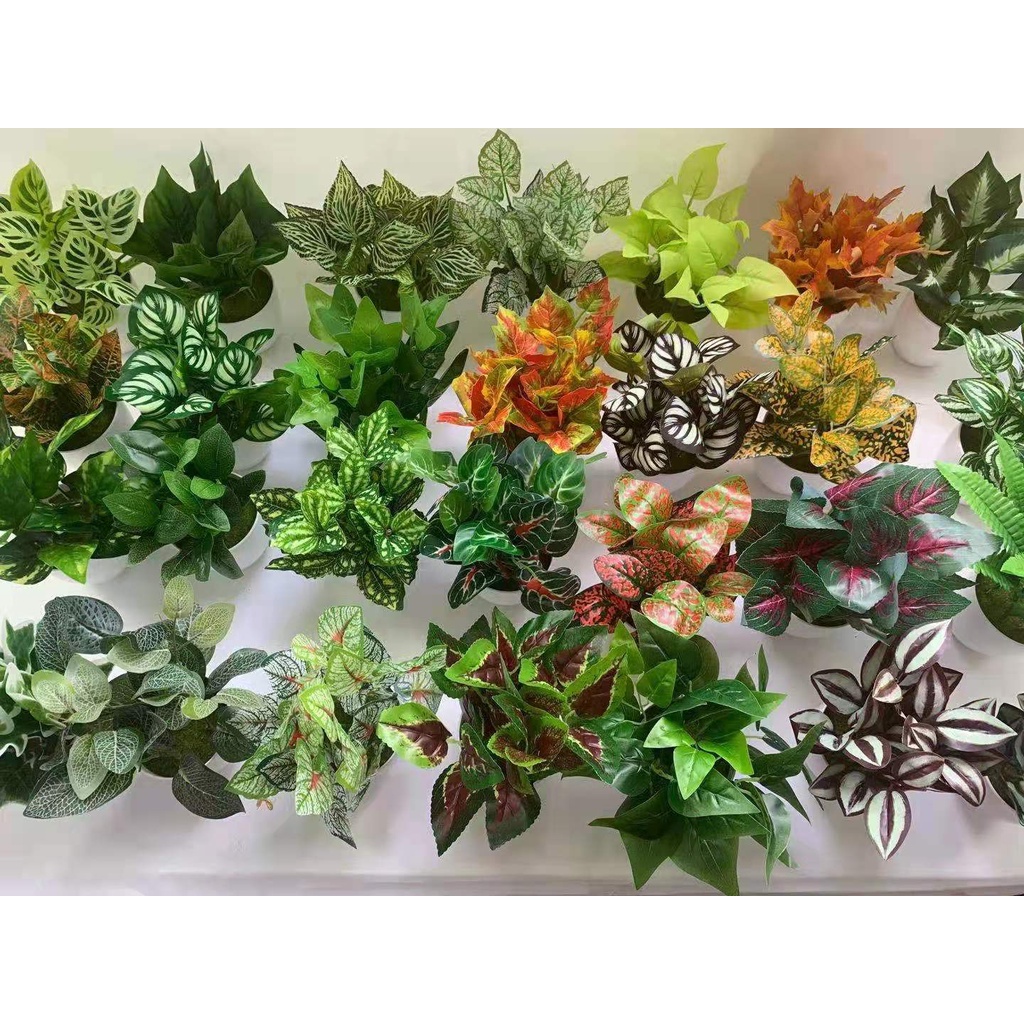Tanaman Hias Plastik Pot Bunga Bonsai Artificial Daun Dekorasi Rumah Satu7an PBP37