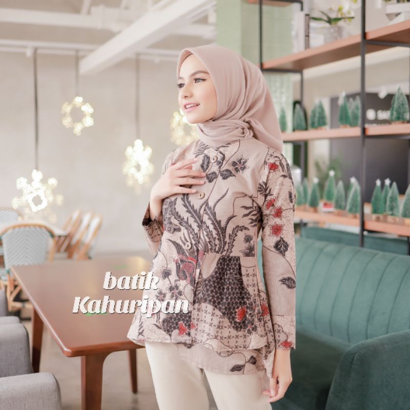 Batik Kerja Wanita Atasan Batik Wanita Lengan Panjang Batik Wanita Modern by batik kahuripan