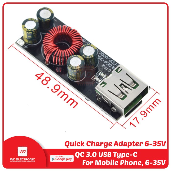 Charger module quick charger QC 3.0 USB Type-C Mobile Phone 6-35V Step Down Buck Boost module