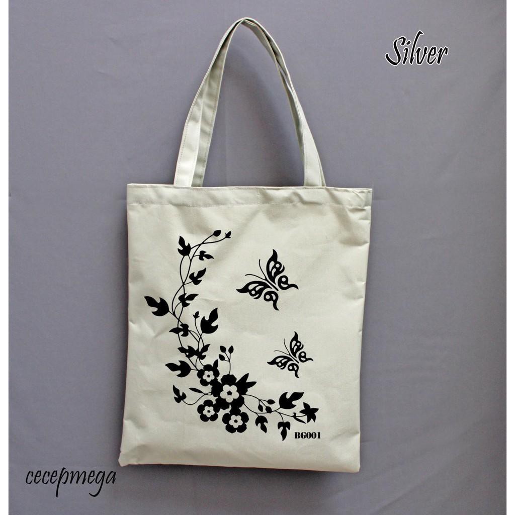 Dijual totebag motif bunga kupu-kupu Limited