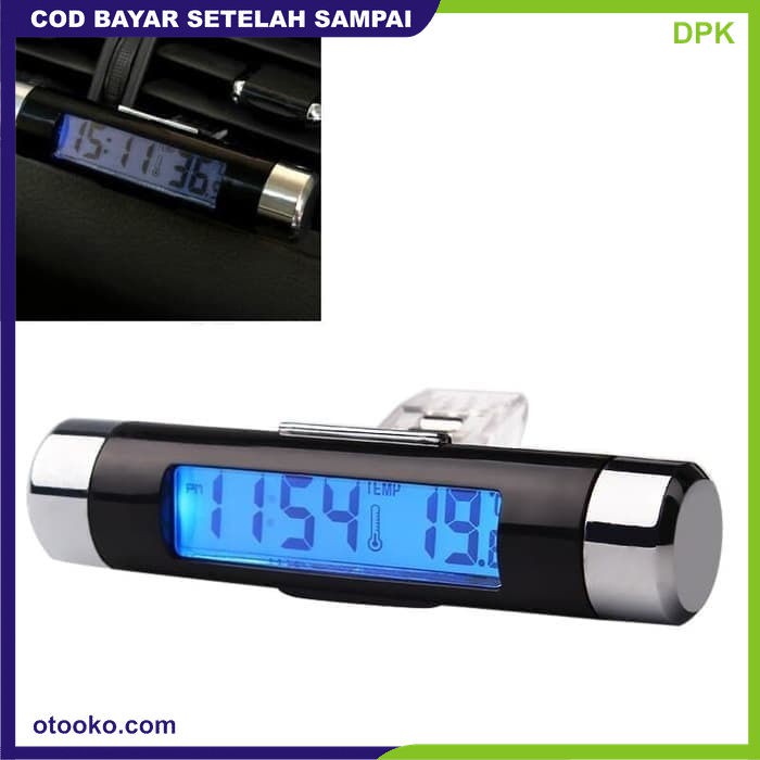 Jam Mobil Digital Suhu Termometer Mobil Car Clock Backlight