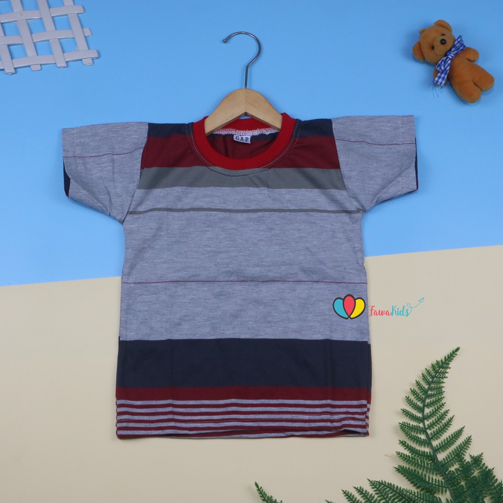 Kaos Salur uk 1-2 th / Kaos Anak Cowok Baju Anak Kaos Salur Kaos Lengan Anak Kaos Murah