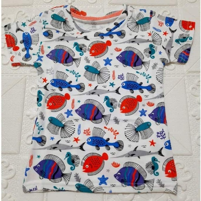 BAJU ANAK LAKI LAKI MURAH/KAOS DISTRO ANAK/KAOS TRENDY ANAK/KAOS FULLPRINT ANAK/MOTIF IKAN BIRU