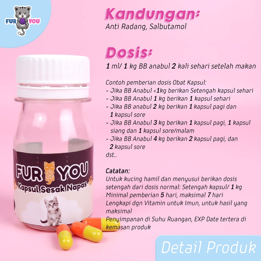 Furyou Kapsul Sesak Nafas Anabul Kucing Infeksi Saluran Pernafasan dan Nafas Bunyi