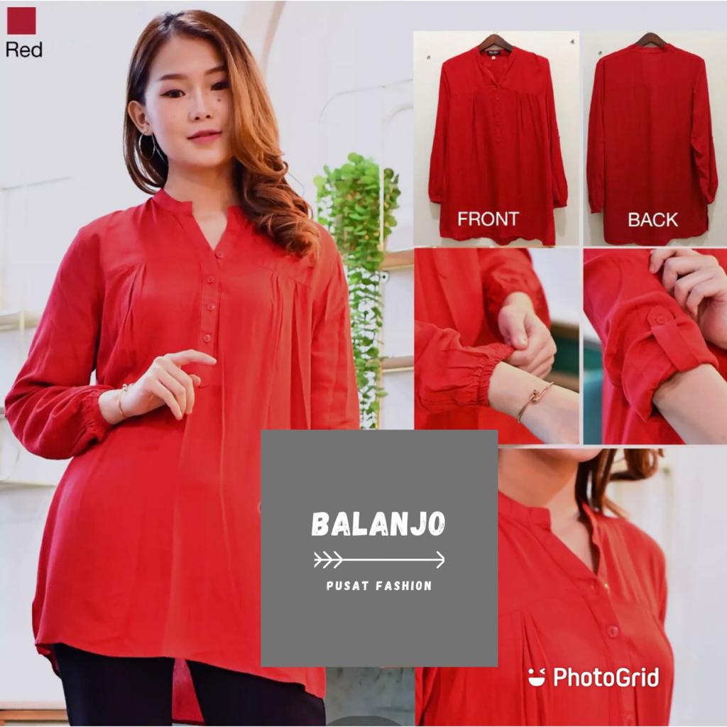 Atasan wanita Blouse wanita Blouse jumbo Baju atasan wanita terbaru Blouse merah