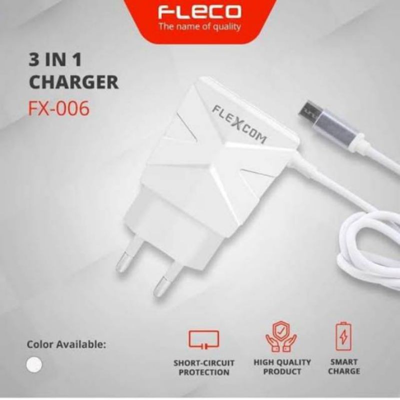 Charger Flexcom FX-006 Fast Charging 3 IN 1 USB kabel 1 Meter