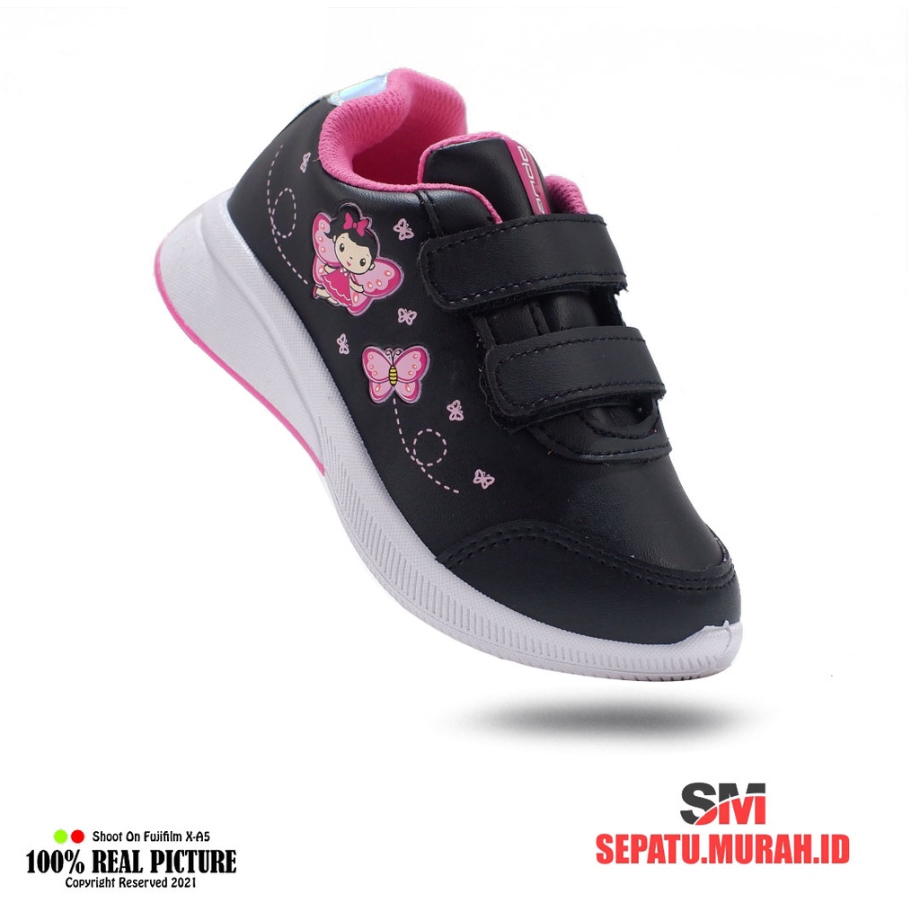 Sepatu anak perempuan original cewek paud dan sd kecil branded Ando Lilyfly Lily flower kwalitas perekat 25-32