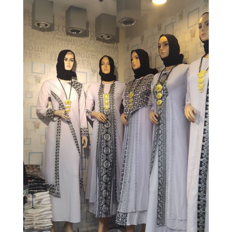 gamis ceruty putih / gamis putih / gamis polos / gamis halim / gamis terbaru / gamis umroh